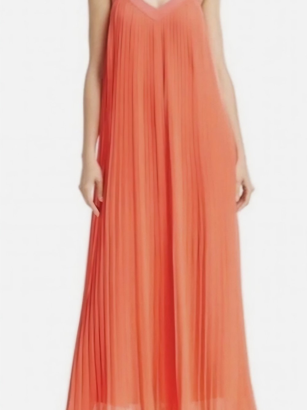 MICHAEL Michael Kors Coral Pleated V‑Neck Maxi Dress